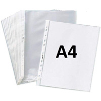 True-Ally Heavy Duty 50 Pcs 200 Micron Transparent Document Sleeves, Leaf Sheet Clear Certificates, Waterproof Sheet Protectors 11 Holes Punched Ring Files Folder (A4 Size) (50 Sheets - 200 Micron)