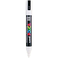 UNI-BALL Posca 5M 1.8-2.5 mm Bullet Shaped Paint Marker Pen | Reversible & Washable Tips | For Rocks Painting, Fabric, Wood, Canvas, Ceramic, Scrapbooking, DIY Crafts | White Ink, Pack of 1
