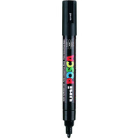 UNI-BALL Posca 5M 1.8-2.5 mm Bullet Shaped Paint Marker Pen | Reversible & Washable Tips | For Rocks Painting, Fabric, Wood, Canvas, Ceramic, Scrapbooking, DIY Crafts | Black Ink, Pack of 1