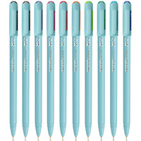 Hauser XO Multicolor Ball Pen Wallet Pack | Multi-Use Pen for Coloring, Doodling, Mandala, Writing | Minimalistic Aesthetic Looks with Pastel Body | Multicolor Ink, Set Of 10