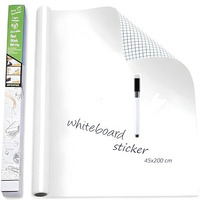 YAJNAS 45x200 CM Whiteboard Sticker for Kids, Home, School & Office, Self-Adhesive Removable, Waterproof White Board Sticker Perfect for Writing & Drawing on Smooth Surfaces -1.5 x 6.5 Ft