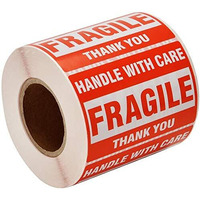 True-Ally 1 Roll Fragile Stickers - 3"x 2" Strong Adhesive Red Fragile Labels Handle with Care Warning Stickers for Shipping Packing of Goods and Moving (1 Roll - 300 Sticker)