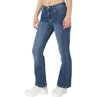 AKA CHIC Women Boot Cut High Rise Stretchable Cotton Jeans, Dark Stone