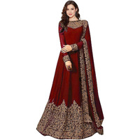 PristiveFashionHub Women's Knee-Length Gown (Maisha_CoddingMarron_FreeSize_Maroon_Free Size)
