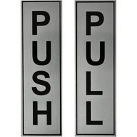Buzz Cool Silver Metal Push Pull Stickers For Glass Door, Wooden Door | Self Adhesive Stainless Steel Metal Sticker for Door | Push and Pull Stickers for Hospital Malls Office 1 set (2pcs)