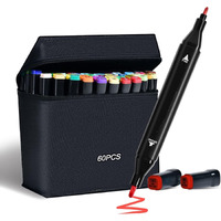 Corslet 60 Pc Alcohol Markers Set Dual Tip Broad & Fine Art Markers For Drawing Sketching Adult Colouring & Illustration (Random Colours),Multi-coloured
