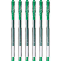 UNI-BALL Signo UM-100 0.7mm Gel Pen | Extremely Quick Drying Ink | Transparent Sleek Body | Smooth Long Lasting Smudge Free Ink | School and Office stationery | Green Ink, Pack of 6