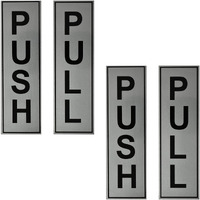 Buzz Cool Silver Metal Push Pull Sign Board For Glass Door, Wooden Door | Self Adhesive Stainless Steel Metal Sticker for Door | Push and Pull Sticker for Hospital Malls Office 2 Set Pack (4Pcs)