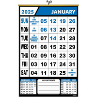 ESCAPER 2025 Wall Calendar Hanging for Home & Office Use, Office Wall Calendar 2025 Hanging, Home Wall Calendar Hanging, Indian Holidays Mentioned, Appointment Planning (Blue, 20 Qty)