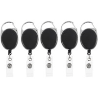 GLUN Oval Black Colour Retractable Reel ID Card Holder, ID Badge Reel Clip On Card Holders