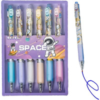 WISHKEY Plastic Retractable Gel Pen Set For Boys & Girls, Smooth Pens for Writing Class Notes & Journal, School Stationery Gift Item for Kids, Blue Ink (Set of 6)