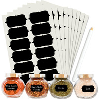 ROUSRIE Pack of 84 Reusable Waterproof Black Same Shape Mason Jars Labels Kitchen Pantry,Spice Jars Glass Bottles  Best Stickers & Organizing Label with White Pencil