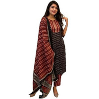 Pinkmint Printed Round Neck Kurta & Pant with Dupatta Set ll Traditional Kurta Set