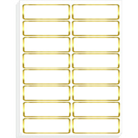 True-Ally 200 PCS Gold Metallic Name Labels, Blank Name Tag Stickers with Permanent Adhesive Writable Stickers with Metallic Gold Border for School Office Home (200)