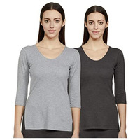 Amazon Brand - Symbol Women's Casual Slim Thermal Top (SB-AW21-THTOP_Dk Light Grey_XL)