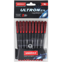 UNOMAX Ultron 2X Ball Pen - Set of 10 (Jet Red) | Unleash the Art of Writing with Elegance | Matt Finish Body | 0.7mm Tip Size for Superior Precision | Jet Ink Technology for Effortless