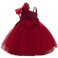 Niren Enterprise Barbet Sequence Embroidered Net Flaired Sleeve Less Baby Girl Frock (RED Barbet, 1-2Y)