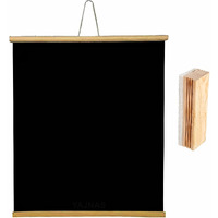 YAJNAS Wall Hanging Non-Magnetic 1.5X2 Feet (18x24 Inch) Feet Black Roll-up Board with 1 Premium Wooden Duster