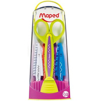 Maped Craft Scissor for Kids |1 Scissor with 5 Interchangable Blades & Handy Plastic Case| Childrens Safety Craft Scissors| Paper Cutting 13cm Scissor|Perfect for Toodlers| Comfortable Grip|Multicolor