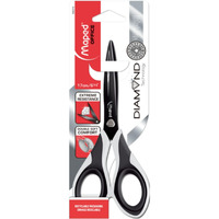 Maped Diamond 17 cm Scissor|Precision Cutting|Double Soft Ambidextrous Handle|Heavy Duty Rust-Resistant Blades|Features Durability & Long-Lasting Sharpness|Soft Grip for Extended Use|Black & White