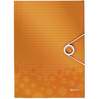 Leitz Wow PP 3-Flap Premium File Folder with Elastic Closure, Orange Metallic (150 Sheets Capacity)