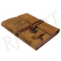 RJKART Handcrafted Leather Good Thoughts Embossed On Cover Journal Personal Diary Notebook Daily Planner for Men Women, 200 Unruled Pages, Brown