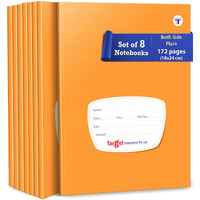 TARGET PUBLICATIONS Both Sides Blank Page Notebook for Students | Small Unruled Notebooks 172 Pages 18 x 24 cms | Soft Cover with Label | Plain Notebook for Writing Drawing Journal School | Set of 8
