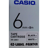 Casio XR-6WE1 Label Printer Tape (Black and White)