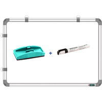 YAJNAS Non-Magnetic 2x4 feet Double Sided Whiteboard & Chalkboard Both Side Writing Board with 1 Marker and 1 Duster - Set of 3 Items