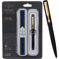 Parker Vector Matte Black Gold Trim Ball Pen | Ink Color - Blue | Gift For Employees | Leading Pen For Professionals