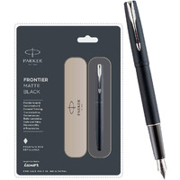 Parker Frontier Matte Black Chrome Trim Fountain Pen | Corporate Gift | Ideal For Professional Use
