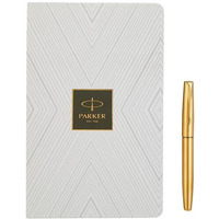 Parker Gift Set | Frontier Gold Roller Ball Pen with White Paper Notebook | 1 Pen + 1 Note Book| Ink Color - Blue