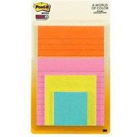 3M Post-it Super Sticky Lined Notes | 2X Sticking Power | 4 Pads x 45 Sheets | Assorted Sizes | Notes, Reminders, Study, School and organizing | Bright Neon Colours