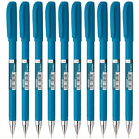 Hauser Aerox 0.6mm Ball Pen Wallet Pack | Shiny Finish & Lightweight Body | Low-Viscosity Ink For Smudge Free Writing | Refillable | Blue Ink, Pack of 10 Pens