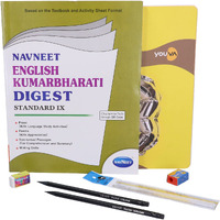 Navneet Youva Happiness Combo English Kumarbharti Study Kit (1 Digest + 3 Subject Book + 2 Pencils + Sharpner + Eraser + Scale), (23918)