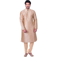 Manyavar Men's Silk Kurta Pyjama Yellow