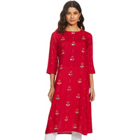 Max Rayon Women's Printed Straight Kurta (Daamsp20Cr21Fuchsia)_M