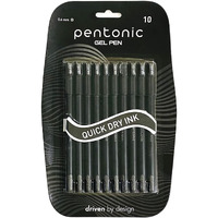 Pentonic 0.6 mm Gel Pen Blister Pack | Black Body | Black Ink | Set of 10