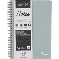 Brustro Notes A5 Size, 1 Subject Ruled Notebook, 80 Sheets / 160 Pages, 70 GSM Ivory Paper, Slate Cover, Wiro Bound Design, Rounded Corners, Micro-Perforated Sheets with One Convenient PP Pocket