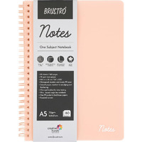 Brustro Notes A5 Size, 1 Subject Ruled Notebook, 80 Sheets / 160 Pages, 70 GSM Ivory Paper, Caramel Cover, Wiro Bound Design, Rounded Corners, Micro-Perforated Sheets with One Convenient PP Pocket