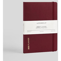 myPAPERCLIP 2025 Weekly Planner, Section Thread Bound, Hand Drawn Paper Back, A5 (148 x 210 mm, 5.83 x 8.27 in), Claret