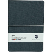 COMMA Regina  A5 Size  Hard Bound Notebook with a Horizontal Elastic Band Closure  192 Pages  80gsm Natural Shade Paper  Fabric Cover Material  (Greyish Green)
