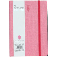 COMMA Flip  A5 Size  Notebook + Sketchbook  Double Sided Opening with Elastic Band Closure  120 Ruled + 120 Plain Pages  80gsm Natural Shade Paper  Textured Cover Material  (Black + Pink)