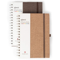 COMMA Abaca - A5 Size - Wire-O-Bound Spiral Notebook with Elastic Band Closure & Pen Loop - 200 Pages - 80gsm Natural Shade Paper - Textured Cover Material - Pack of 2 - (Chocolate + Walnut Brown)