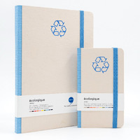 COMMA | Ecologique Notebook Combo | A5 Size & A6 Pocket Size | Eco-friendly Hard Bound Notebook with Elastic Band Closure | 192 Pages | 80gsm Natural Shade Paper | Recycled Cover Board  Blue