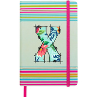 DOODLE Initial X Stripes Theme Premium Hard Bound B6 Notebook Diary|192 Ruled Pages(144 ruled + 48 blank)|4.75 * 7 Inches, 80 GSM Paper, Coloured Elastic Band, Coloured Ribbon