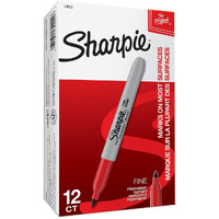 Sharpie Red Permanent Marker Fine Tip for Precise Writing |Suitable for Multipurpose Usage| Smudge Free | Office Stationery Items | Pack of 12