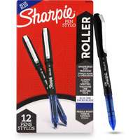 SHARPIE Blue Roller Ball Pen |Smudge Proof Ideal for Regular Office Usage |Stationery Items | Needle Point (0.5mm) |Pack of 12