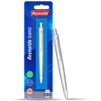 Reynolds Metal Pens (Iconic Silver) | Premium Pens For Gifting | Retractable Pens For Personal & Professional Use | Stylish Gifts for Men & Women | Trim Ball Pens For Corporate Gifting | Blue Ink