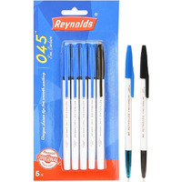 Reynolds 045 Ball Pen SET - 5 PENS (4 Blue 1 Black) | PENS WITH COMFORTABLE GRIP | BALL PENS FOR WRITING | PEN FOR STUDENTS & OFFICE STATIONERY | 0.7 mm TIP SIZE